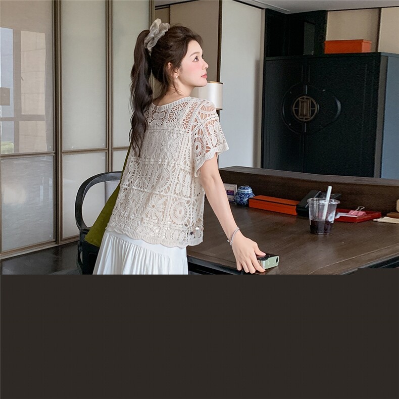 欧洲站2025春夏新款时尚细肩带背心吊带搭配网眼吊坠小衫三件套女,女装套装/套裙,2C166