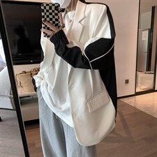 拼接棒球服西装，女装西装，XTZ style