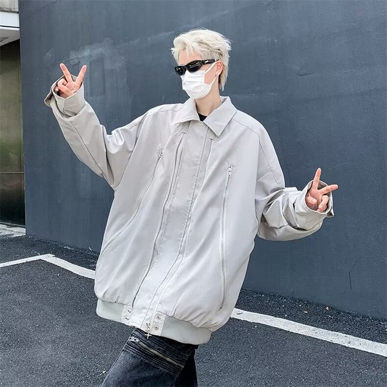 高街痞帅拉链夹克男街头美式设计感潮牌宽松棒球服W1065-P73,男装夹克,星座1109-3