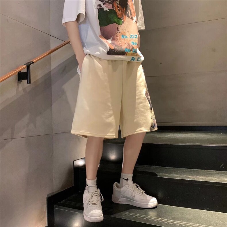 潮休闲裤中时尚潮牌潮流男宽松五分裤小熊拼接裤子DK73P30,男装休闲裤,星座1116-2