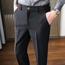 C127秋冬新款男小西裤长裤子修身休闲裤英伦加厚-平铺图，男装西裤，电商A211