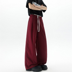 8XL-M假两件双腰山本裤条纹休闲西裤男夏宽松大码阔腿裤KZ052P60，男装休闲裤，电商B312