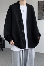 8XL-M春季开衫V领卫衣男港风日系慵懒风痞帅长袖上衣服外套KS001，女装短外套，电商B312