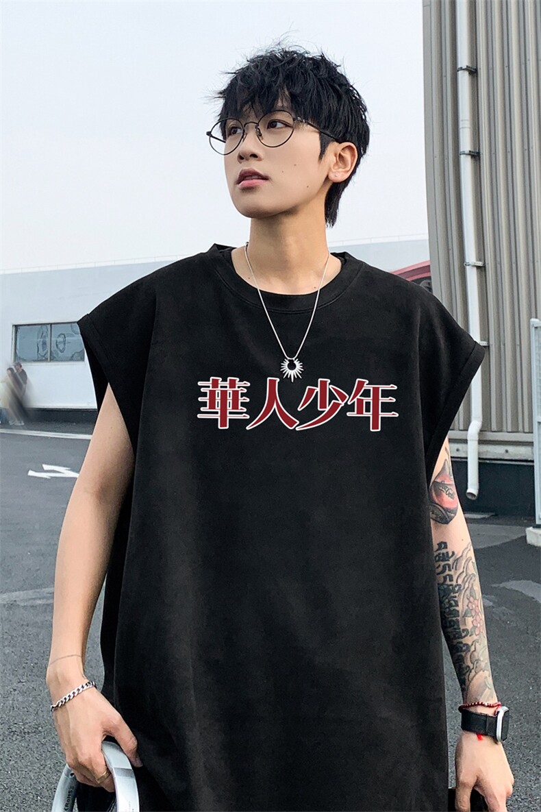 12025夏季新款男士无袖T恤百搭情侣潮流背心TLBX23特P18,男装T恤,电商B220