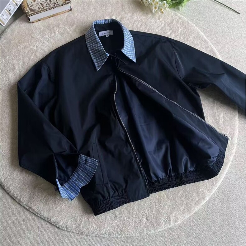 JK33-P62假两件外套男高级感牛仔拼接飞行夹克,男装工装外套,电商B323A