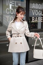 秋季新款短款风衣小外套。，女装风衣，艾美欧歌