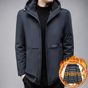 B2398鹅绒精品高端男士内胆帽子可脱卸精品羽绒服1轻奢拍品质,睡衣外套搭配图片图片