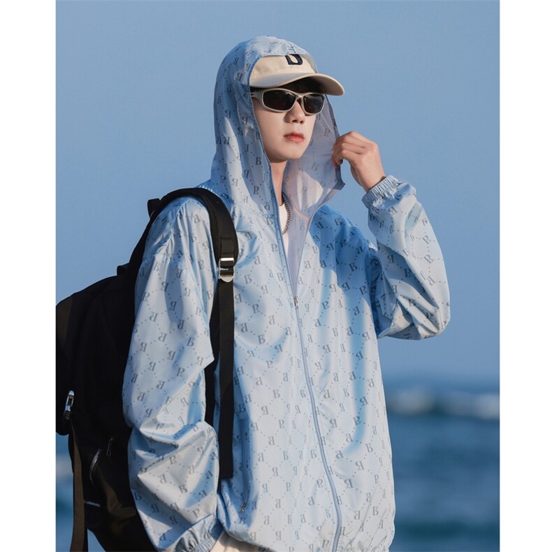 109-F0111-P40夏季新款轻薄防晒衣防晒满印皮肤衣，男装防晒衣，星座109