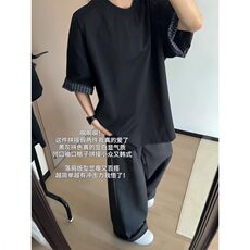 夏季纯棉撞色格子翻边设计短袖tee男女同款文艺时尚休闲T恤TX01，男装T恤，星座1116A（原606A-3）