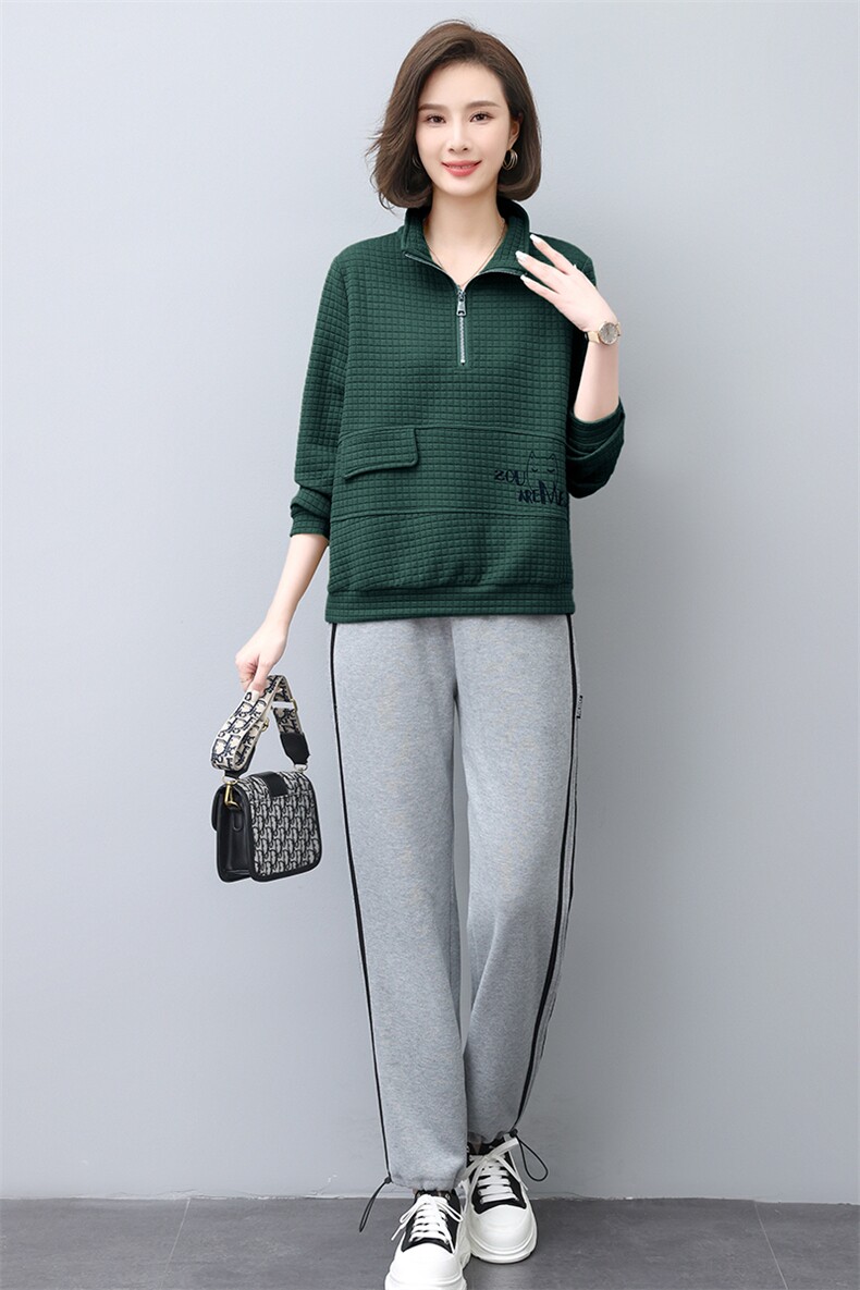 卫衣套装女2022春秋新款宽松时尚中年妈妈薄款休闲运动洋气两件套,女装套装/套裙,涵誉