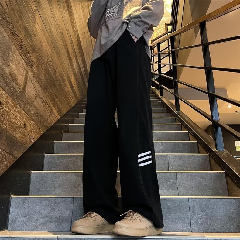 美式vibe裤脚拉链牛仔裤男高街潮牌黄泥色修身显瘦裤,男装牛仔裤,星座716-2
