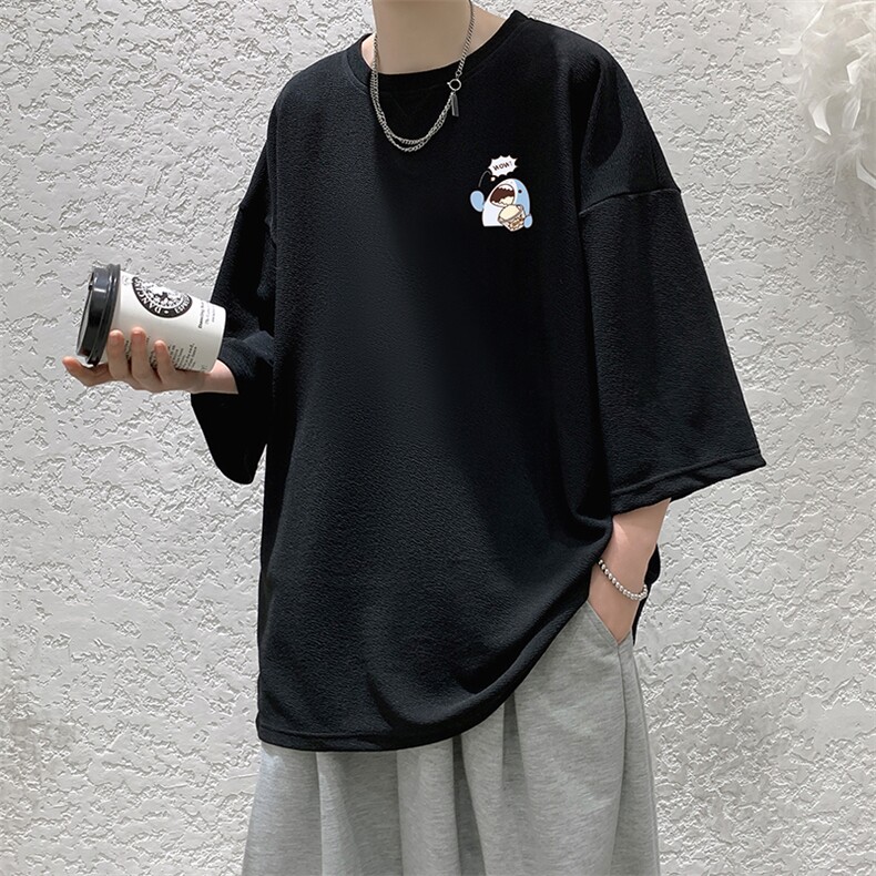 Q11239-P30春夏季七分袖t恤男大码五分袖男短袖中袖大皂风,男装T恤,电商A040