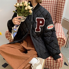 A012-P85菱格棉衣棉服港风个性毛巾绣袖标设计男女款，男装棉衣，星座911