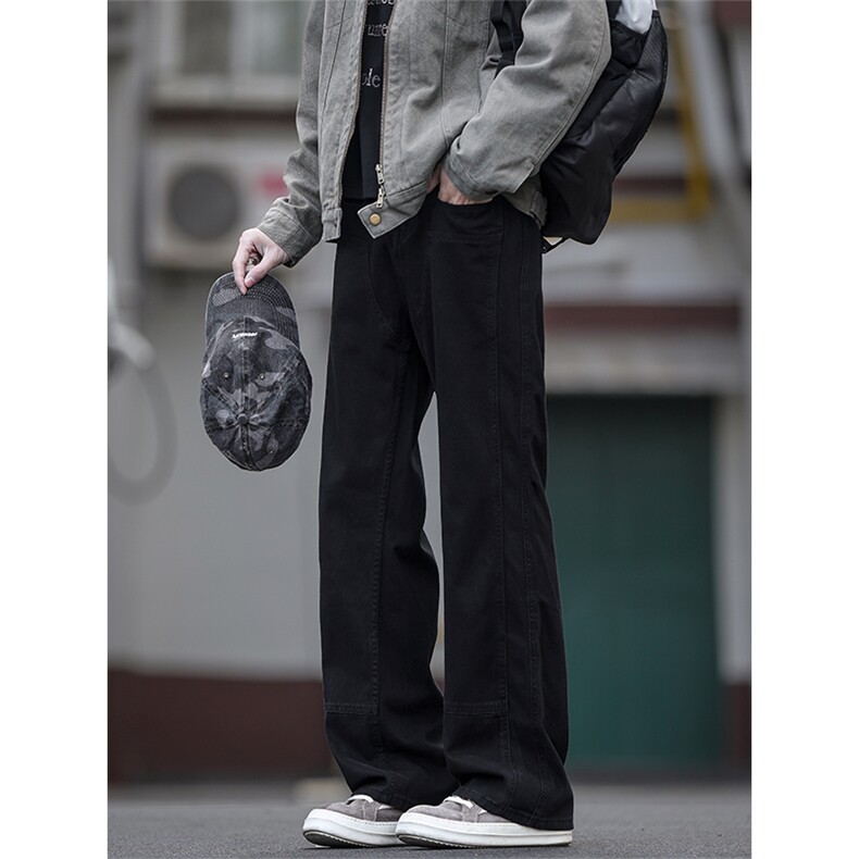美式高街vintage做旧小微喇牛仔裤男宽松伐木裤N6457-特P42控79,男装牛仔裤,电商A001-1