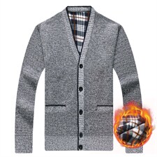 外贸秋冬男士针织开衫青中年加绒加厚长袖毛衣休闲外套KF8801P42，男装针织衫/毛衣，星座306A
