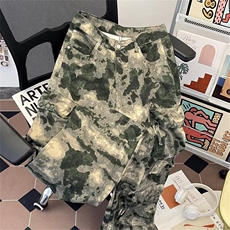 扎染裤子男士春秋款大口袋工装裤子男生宽松休闲长裤1155P67，男装工装外套，星座410-2