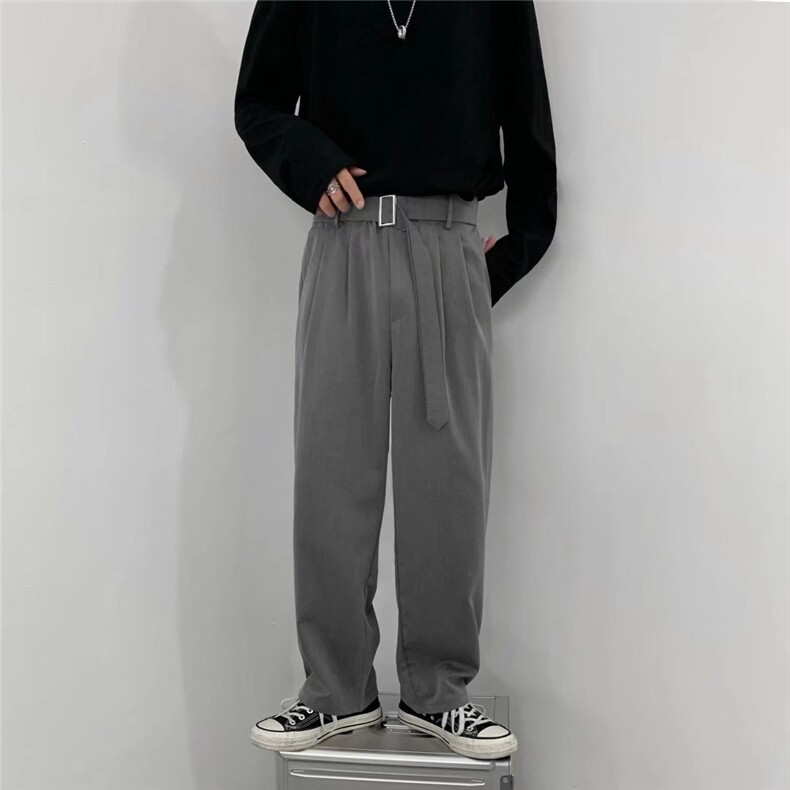 痞帅裤子男宽松百搭直筒九分裤送腰带轻熟风直筒西裤K438P35,男装休闲裤,星座1116-2