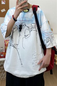 夏季短袖t恤衫男潮流港风印花t恤A210-A8310-P35-控48图片
