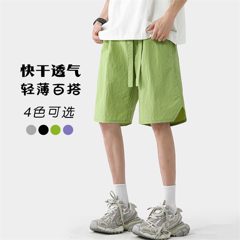 特P20无差价夏季多巴胺糖果色透气短裤男冰丝垂感休闲五分裤DK92图片