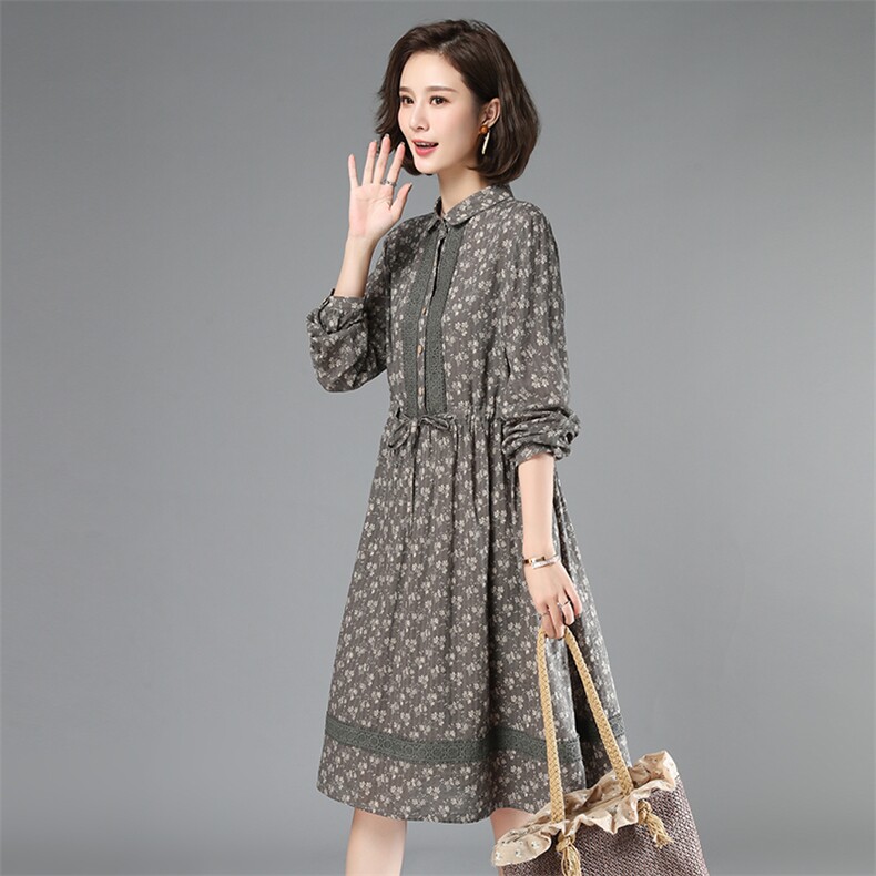 小碎花显瘦连衣裙2021春季印花时尚潮流,女装连衣裙,独衣靓