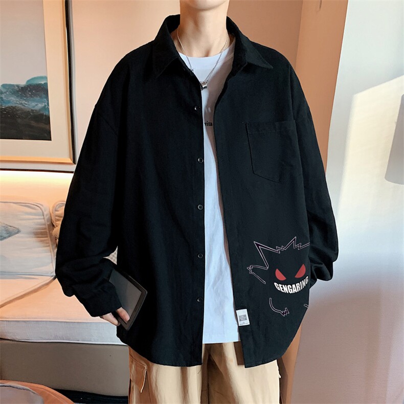 春季长袖衬衫男宽松港风衬衣男外套男CSCS291-P35,男装衬衫,电商B371