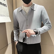 美式街头设计感纯色纽扣开衫S518P48，男装针织衫/毛衣，星座1116-2