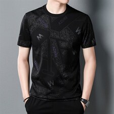 男士棉质短袖T恤薄款圆领体恤衫夏季新款青年休闲碎花时尚百搭款，男装T恤，电商B212（原钱塘6029）