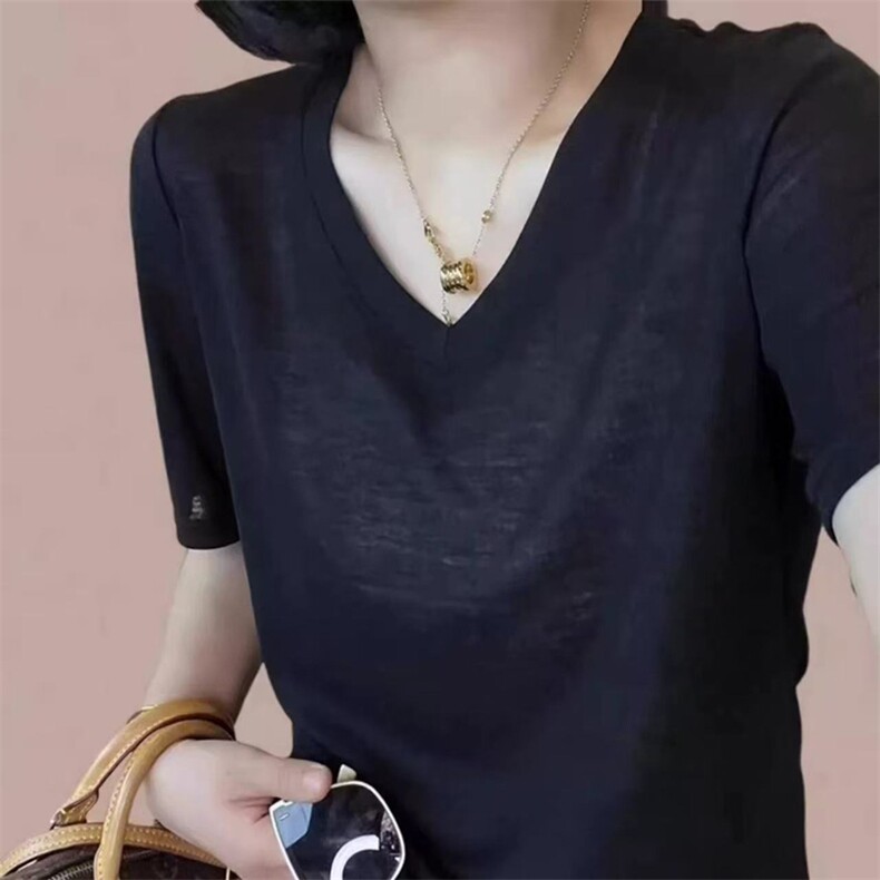 短袖t恤女2025新款夏季薄款宽松显瘦打底上衣小衫图片