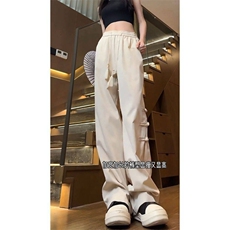 男女新中式盘扣直筒裤学生潮牌宽松百搭通勤运动阔腿裤潮风长裤，男装休闲裤，四季星座505