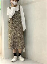 印花牛仔背带裙，其它，with E Q