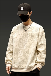 秋冬潮流印花卫衣男宽松休闲 W6658小码P32大码P37图片