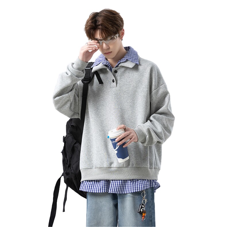 假两件格子长袖卫衣男xh100-特p55,男装卫衣,电商B367