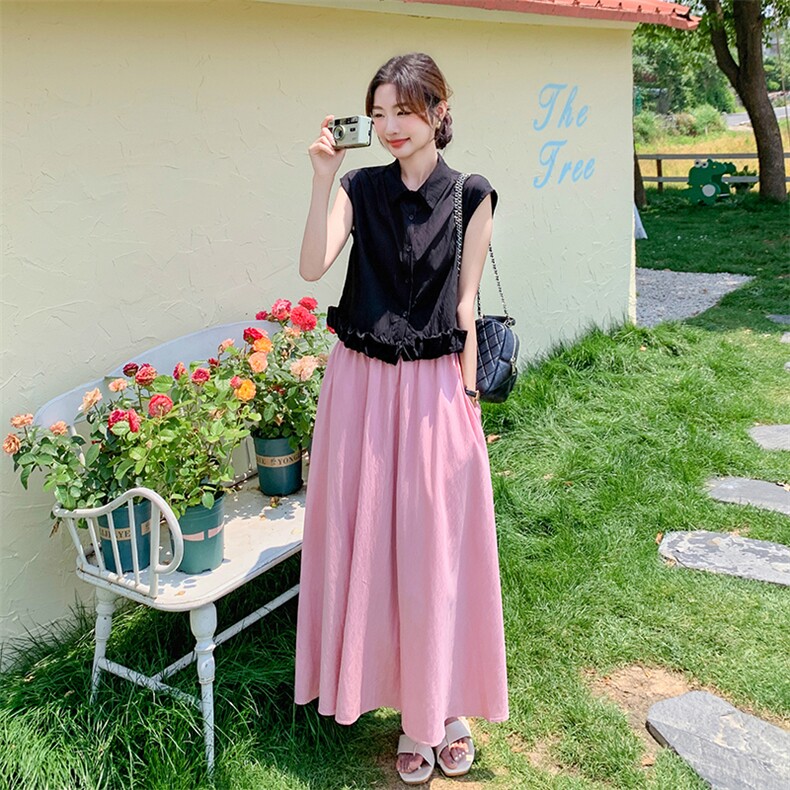 夏季穿搭一整套时尚女2025年新款韩系高级感衬衫半身裙,女装连衣裙,2C032