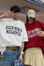 情侣装夏装2026新款短袖T恤男女潮牌高街宽松半袖体恤衫S181-P28，男装T恤，电商A233-1