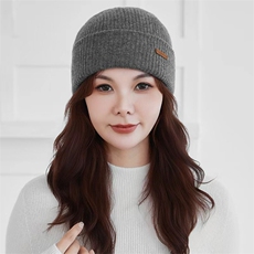 秋季新款纯色针织圆顶帽时尚百搭，帽子，初婷羊绒