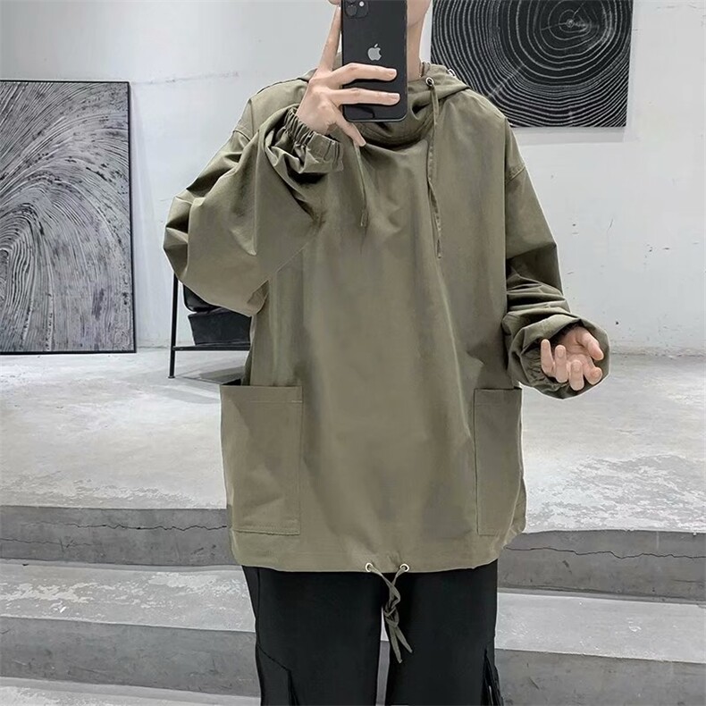 纯色套头连帽卫衣男士宽松抽绳小外套潮cec工装夹克春秋薄803-p35图片