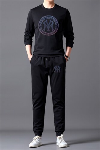 运动套装2023春季新款圆领时尚中年休闲卫衣卫裤两件套爸爸装,男装休闲套装,电商B212（原钱塘6029）