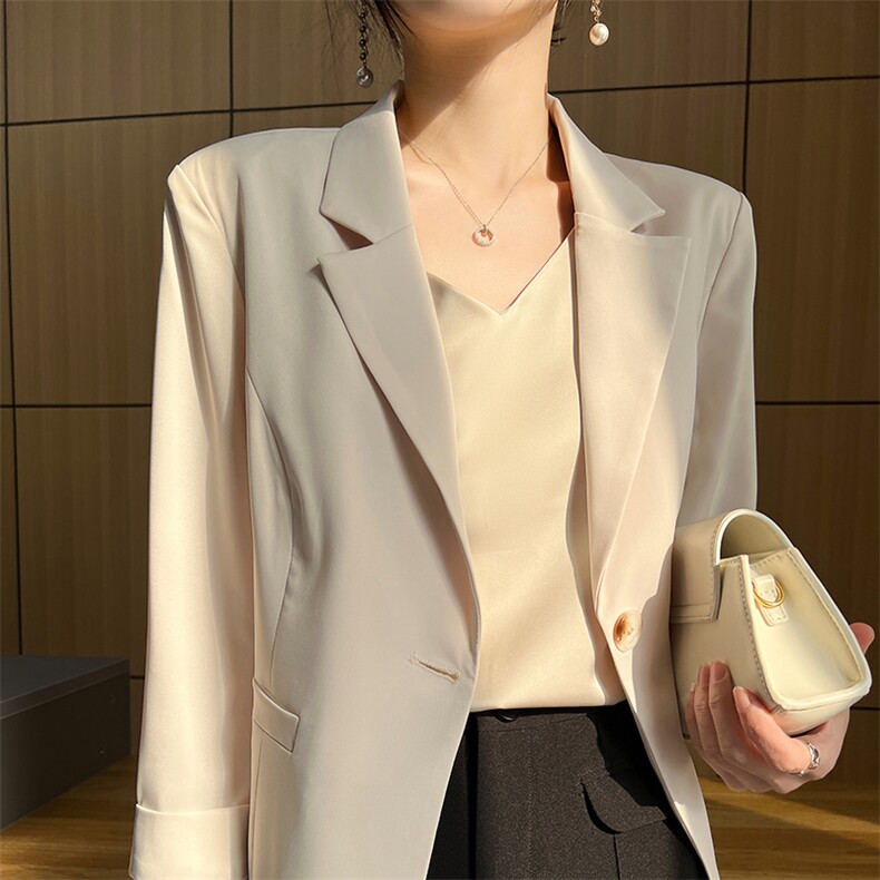 时尚百搭轻薄款女士西装外套简约优雅气质修身显瘦小西服,女装西装,明成直播供货