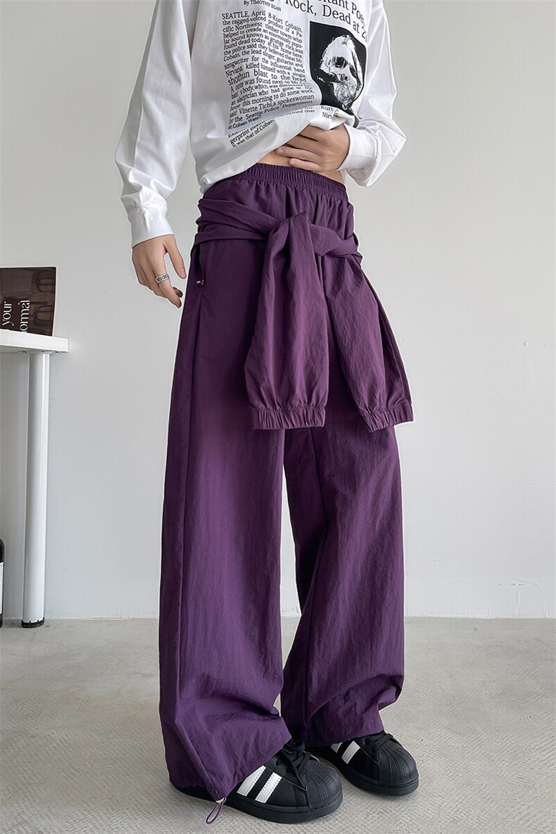 8XL-M休闲裤男美式高街纯色绑带宽松跳舞直筒裤潮K9127P68控98,男装休闲裤,电商D206-1