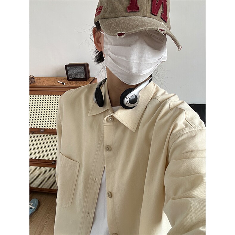 棉纯棉衬衫成衣水洗休闲韩版美式衬衫宽松纯色衬衣GC27-P35,男装衬衫,星座301C-5