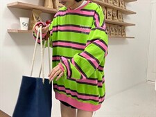 春季新款条纹大版休闲卫衣，女装卫衣/绒衫，JIAN.Z 简.站