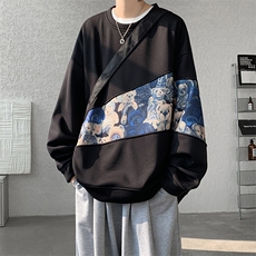现货撞色拼接小熊大码长袖圆领卫衣WY10093-特批35加绒特批45，男装卫衣，电商A059