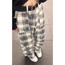 美式ins高街hiphop复古休闲格子裤货号K25130特P45，男装休闲裤，电商A063