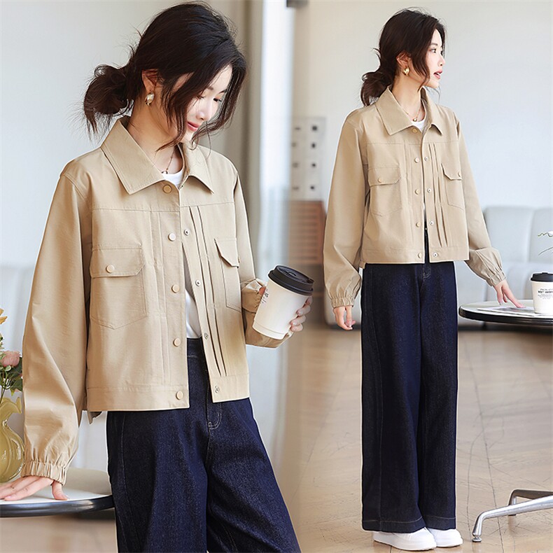 【现货】工装短款风衣外套夹克女2026春季宽松休闲上衣小个子外套，女装风衣，鑫源服饰