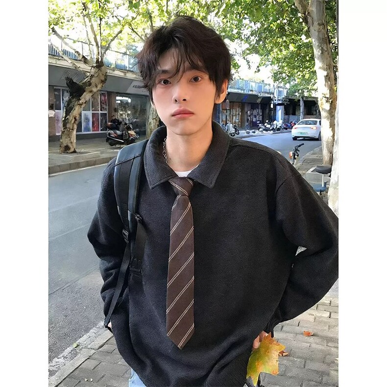 配领带翻领百搭卫衣ZW0161-特批45，男装卫衣，星座313A(原308A-2)