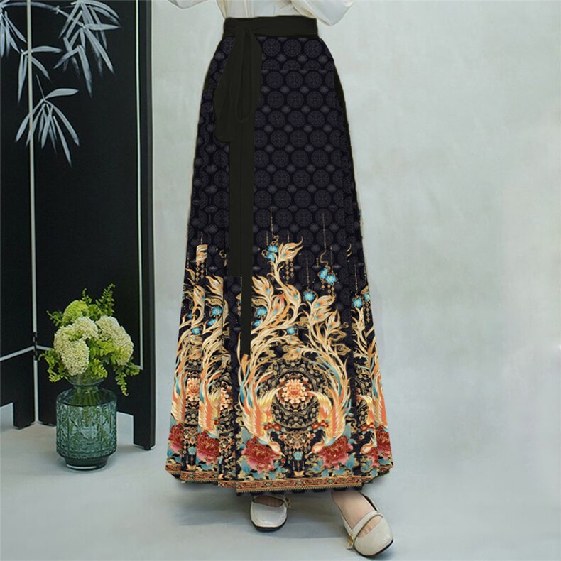 2052汉服女民族风马面裙马面春夏通勤高开衩春季，女装汉服/婚纱/旗袍/礼服，灵动羽绒服工厂