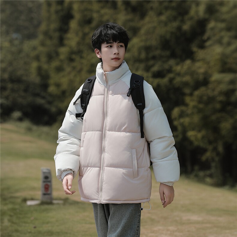 外景山系港风冬款拼色宽松休闲立领棉服A247-MY8891特批65控98,男装棉衣,电商A247