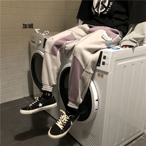 加绒加厚拼色休闲裤潮牌B342-K6329-P55控68图片