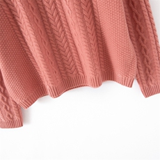 2025年秋季新款圆领绞花插肩针织羊绒衫时尚休闲通勤百搭，女装羊绒衫，阔美羊绒