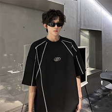垫肩缉明线设计金属装饰潮男必搭T恤A071-815-P40，男装T恤，电商A071